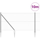 vidaXL Heksagonalna ograja Siva 1x10 m Jeklo, Ograjne stebričke s konico 7 kos Ø32 mm 120 cm Galvanizirano Jeklo | Shoptok.si