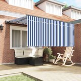  Skrovita tenda Plava i bijela 350 x 250 cm Poliester i aluminij | Eponuda.ba
