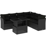 7-dijelni set vrtnih sofa od poliratana s jastucima crni | shoptok.hr