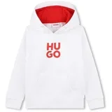 Hugo Otroški pulover bela barva, s kapuco