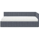  Kutni krevetni okvir s madracem s uzglavljem 2 kom. Siva Baršun - Tamno siva 90 x 200 cm | shoptok.hr
