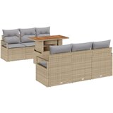  7-dijelni vrtni set sofa s jastučićima bež poli ratan 2-sjedna vrtna sofa s odlaganjem i jastučićima bež poli ratan | shoptok.hr