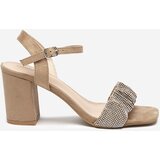 Resti Light brown women's sandals on a post with Trieste cubic zirconias - Footwear Cijene