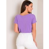 Fashion Hunters Light purple V-neck cotton t-shirt Cene