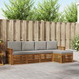  Set vanjskih sofa 5 kom. Prirodna i svjetlosiva Bijela 249 x 122,5 x 73 cm | shoptok.hr