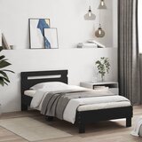Furnova Posteljni okvir z vzglavjem črn 90x200 cm inženirski les, (21938913) | Shoptok.si