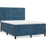  Box spring postelja z vzmetnico temno modra 140x200 cm žamet, (20892694) | Shoptok.si