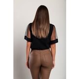 Fenzy Bombažna Kratka Majica S Prosojnimi Rokavi, Črna | Shoptok.si