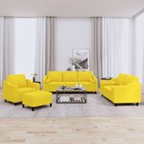  4-dijelni set sofa s jastucima svjetložuti od tkanine | shoptok.hr
