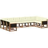 vidaXL Zunanja garnitura za sedenje 10 pcs Naravna in smetana, (5000280379) | Shoptok.si