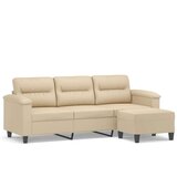 vidaXL Trosjed s tabureom krem 180 cm od mikrovlakana | shoptok.hr