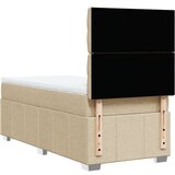 vidaXL Box spring postelja z vzmetnico krem 90x190 cm blago, (21321140) | Shoptok.si