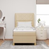  Krevet s podnicom i madracem Krem 100x200 cm Tkanina | shoptok.hr