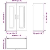 vidaXL Stenska kuhinjska omarica Črna 60 x 31 x 80 cm Konstruiran les | Shoptok.si