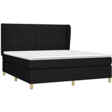  Box spring postelja z vzmetnico črna 160x200 cm blago | Shoptok.si