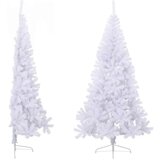 VidaXL Polovična novoletna jelka s stojalom bela 180 cm PVC Slike