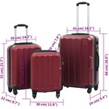  3-dijelni set čvrstih kovčega crvena boja vina ABS | shoptok.hr