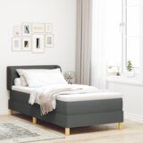 vidaXL Box Spring postelja z vzmetnico - temno siva, 90x190 cm, tkanina | Shoptok.si