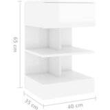  Noćni ormarić visoki sjaj bijeli 40x35x65 cm konstruirano drvo | Eponuda.com