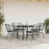  Vrtna garnitura - 5-dijelni vrtni blagovaonski set s jastucima od crnog | shoptok.hr