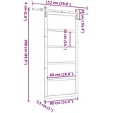  Klizna vrata Prirodna 80 x 208 cm Masivna borovina | shoptok.hr