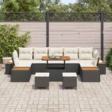  Sjedeća garnitura za vrt 10 kom. 9-Broj sjedala Crna i Krema 283 x 121 x 85 cm | shoptok.hr