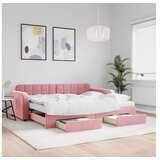 vidaXL Izvlečna dnevna postelja s predali roza 90x200 cm žam Cene