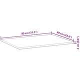 Stolna ploča 80 x 60 x 2 cm pravokutna od masivnog drva bagrema | shoptok.hr