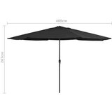 vidaXL Vrtni suncobran s metalnom šipkom 400 cm crni | shoptok.hr