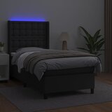  box spring s madracem LED crni 90x190 cm od umjetne kože | shoptok.hr