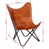 Butterfly Stol naslanjač rjavo pravo usnje, (20580223) | Shoptok.si