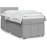 vidaXL Box spring postelja z vzmetnico svetlo siv 100x200 cm blago | Shoptok.si