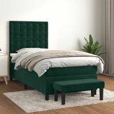 Box spring krevet s madracem tamnozeleni 100x200 cm baršunasti | shoptok.hr