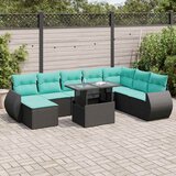  9-dijelni set vrtnih sofa poliratan i bagrem s jastucima crni | Eponuda.com