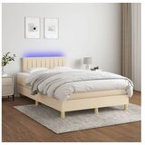  Box spring postelja z vzmetnico LED krem 120x200 cm blago | Shoptok.si