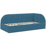 VidaXL Kotna postelja z vzglavjem Modra 90 cm x 190 cm blago Slike