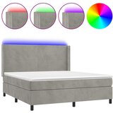  box spring s madracem LED svjetlosivi 180x200 cm baršun | shoptok.hr