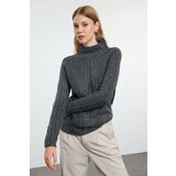 Trendyol Anthracite Soft Textured Knit Detailed High Collar Knitwear Sweater | shoptok.hr