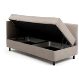 Bonami Selection Sivorjava oblazinjena postelja s prostorom za shranjevanje z vzmetnico 90x200 cm Avela – | Shoptok.si