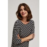 Marisse Blouse With A Geometric Pattern, White And Navy Blue | Eponuda.ba