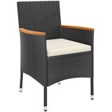  3-dijelni vrtni bistro set od poliratana s jastucima crni | shoptok.hr