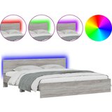 Furnova Posteljni okvir z vzglavjem in LED siva sonoma 180x200 cm, (21938700) | Shoptok.si