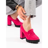 VINCEZA Pink suede shoes on a high post