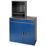 RAU Računalniška delovna postaja, ohišje za zaslon, 1 izvlečna polica, 2 predala, širina 1100 mm, antracitna / encijan modra | Shoptok.si