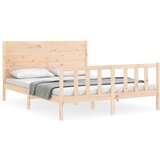  The Living Store Posteljni okvir z vzglavjem 160x200 cm trden les - Posteljni Okvir, (21452228) | Shoptok.si