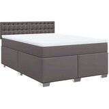 vidaXL Box spring postelja z vzmetnico siva 140x190 cm umetno usnje | Shoptok.si