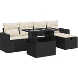  6-dijelni set vrtnih sofa s jastucima crni od poliratana | shoptok.hr