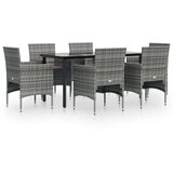  7-dijelni vrtni blagovaonski set s jastucima sivo-crni | shoptok.hr
