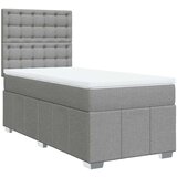 vidaXL Box spring postelja z vzmetnico svetlo siv 100x200 cm blago | Shoptok.si