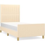  Posteljni okvir z vzglavjem krem 90x190 cm blago | Shoptok.si